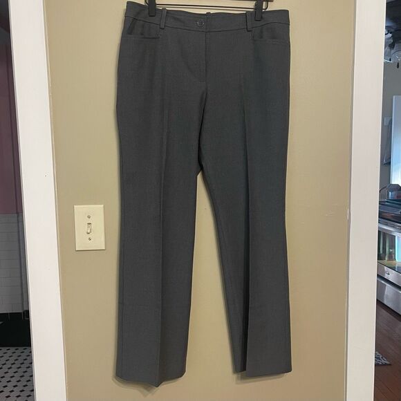 Talbots Womens Grey Pleated Wool Blend Signature Straight Dress Pant Petite 12 - Picture 1 of 13